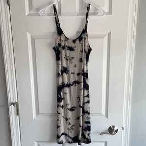 Year of Ours Black and Cream Tie-Dye Dress